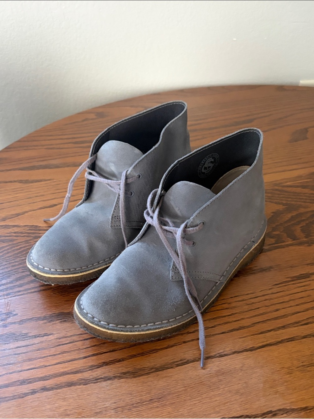 Clarks Gray Suede Desert Boots for Women